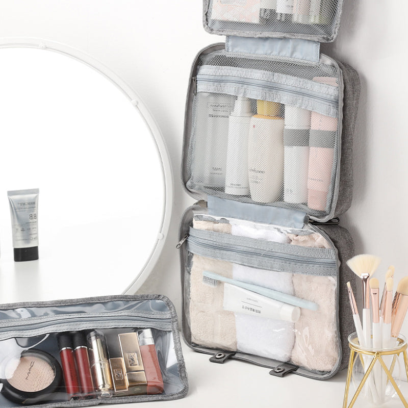 BowLift | Travelique Travel Cosmetic Organizer | Compact & Water-Repellent | With 4 Compartments & 360° Hook | For Women & Men