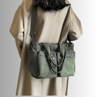 Skanto | Urban Cord Tote Stylish Corduroy Shoulder Bag – Spacious, Convenient & Functional Everyday Tote