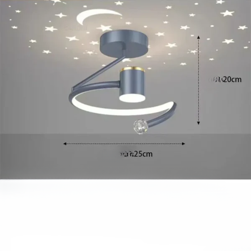 LED ceiling light with starry sky – Modern chandelier design for children's room and living room | Bowlift