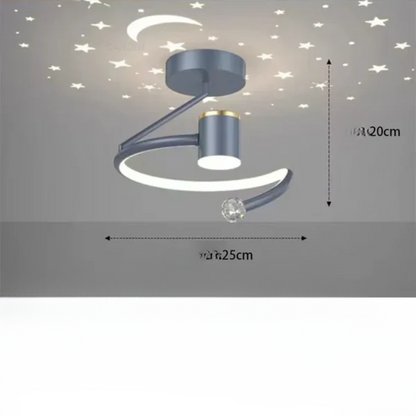 LED ceiling light with starry sky – Modern chandelier design for children's room and living room | Bowlift