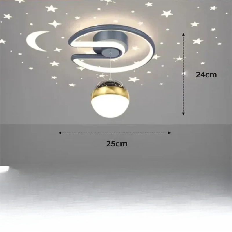 LED ceiling light with starry sky – Modern chandelier design for children's room and living room | Bowlift
