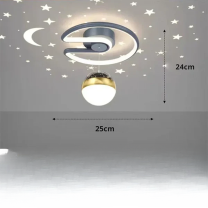 LED ceiling light with starry sky – Modern chandelier design for children's room and living room | Bowlift