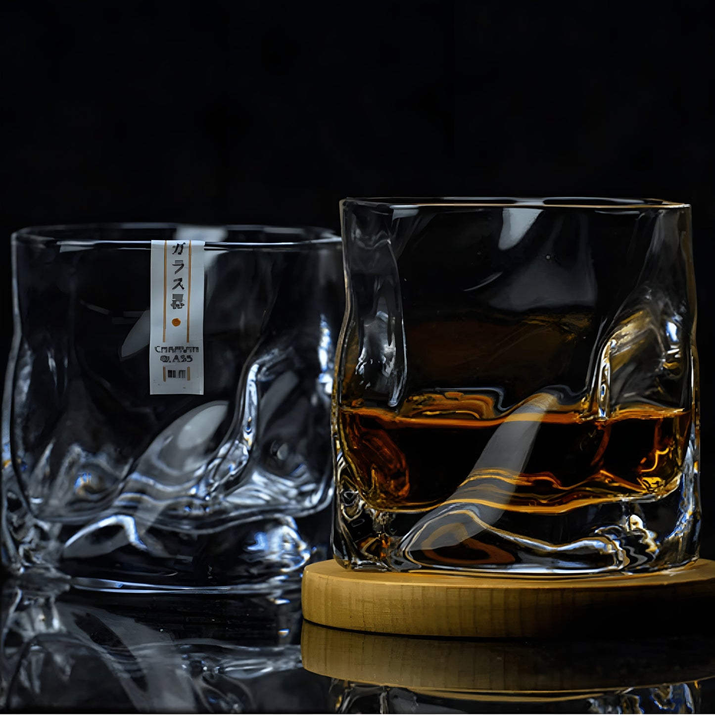 Edo-Kiriko style whisky glass – hand-cut with a unique crumple design