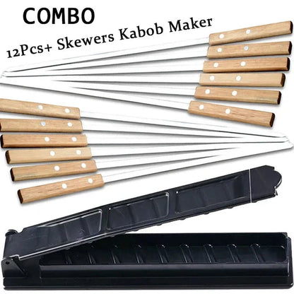 21 Inch Long Flat Stainless Steel Professional Grilling BBQ Skewer | Bowlift