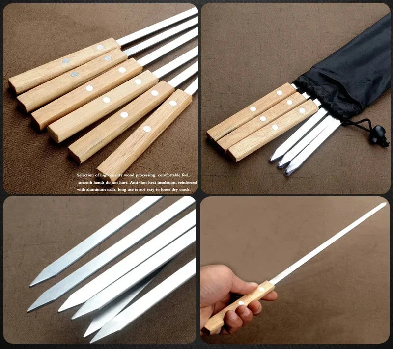 21 Inch Long Flat Stainless Steel Professional Grilling BBQ Skewer | Bowlift