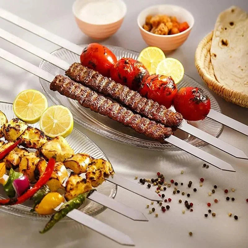 21 Inch Long Flat Stainless Steel Professional Grilling BBQ Skewer | Bowlift