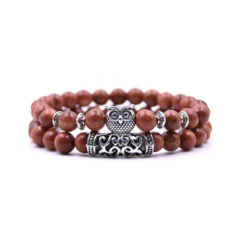 Skanto | Owl Charm Natural Stone Bracelet
