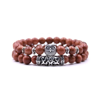 Skanto | Owl Charm Natural Stone Bracelet