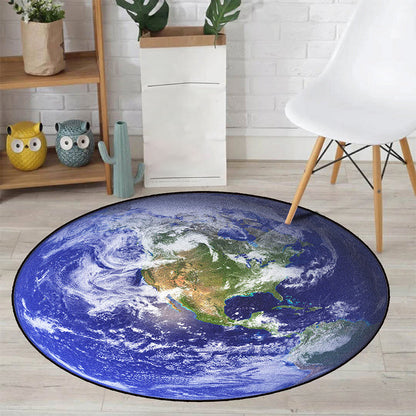 BowLift | Realistic Multicolor Cosmos Print Rug Polyester Modern Carpet Pet Friendly Non-Slip Machine Washable Rug for Children's Room
