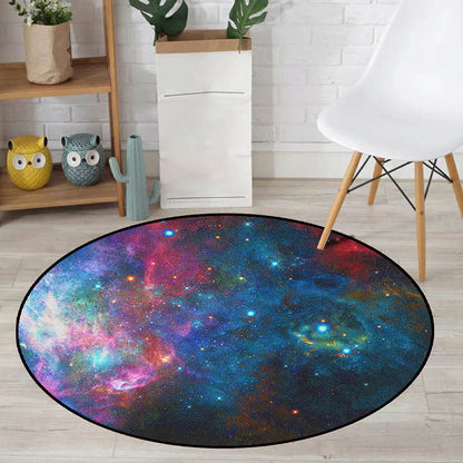 BowLift | Realistic Multicolor Cosmos Print Rug Polyester Modern Carpet Pet Friendly Non-Slip Machine Washable Rug for Children's Room