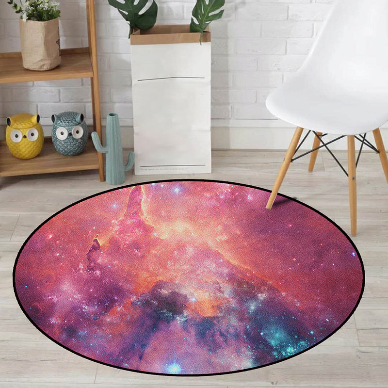 BowLift | Realistic Multicolor Cosmos Print Rug Polyester Modern Carpet Pet Friendly Non-Slip Machine Washable Rug for Children's Room