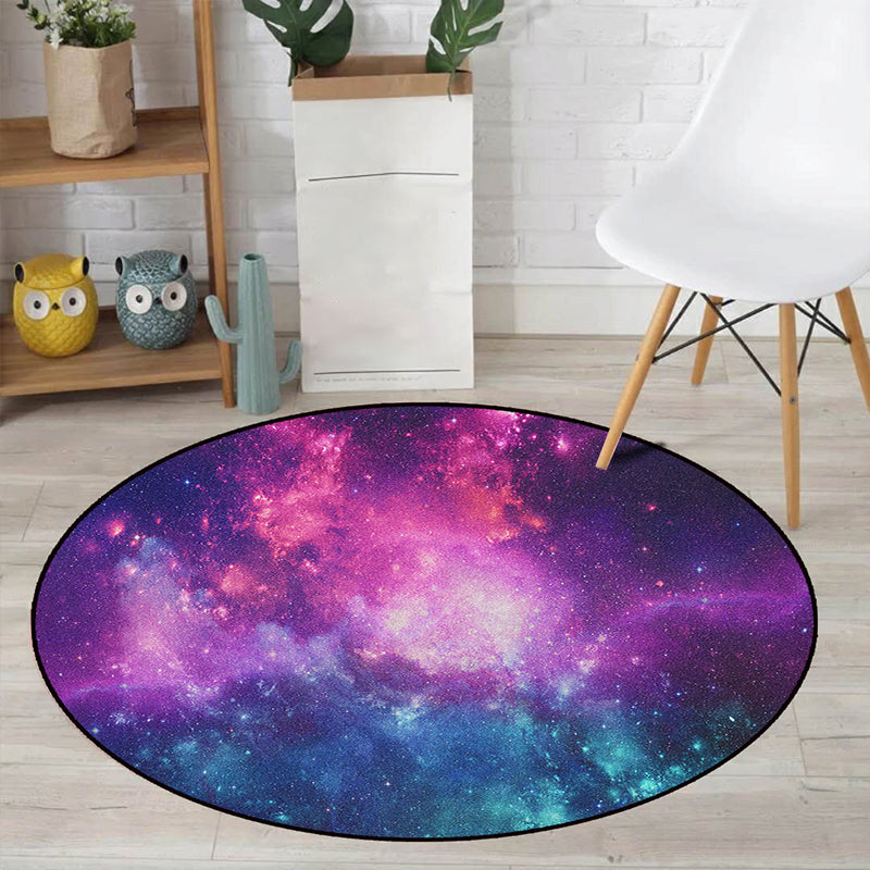 BowLift | Realistic Multicolor Cosmos Print Rug Polyester Modern Carpet Pet Friendly Non-Slip Machine Washable Rug for Children's Room