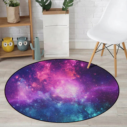 BowLift | Realistic Multicolor Cosmos Print Rug Polyester Modern Carpet Pet Friendly Non-Slip Machine Washable Rug for Children's Room