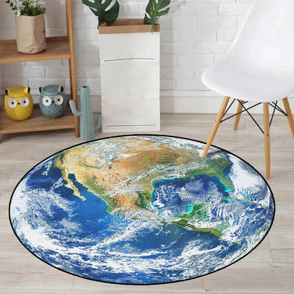 BowLift | Realistic Multicolor Cosmos Print Rug Polyester Modern Carpet Pet Friendly Non-Slip Machine Washable Rug for Children's Room