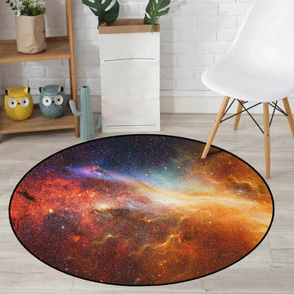 BowLift | Realistic Multicolor Cosmos Print Rug Polyester Modern Carpet Pet Friendly Non-Slip Machine Washable Rug for Children's Room