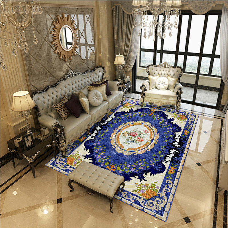 BowLift | Beautiful Peony Print Rug Multicolor Classic Rug Polypropylene Non-slip Machine Washable Stain Resistant Rug for the Room