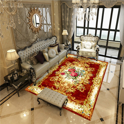 BowLift | Beautiful Peony Print Rug Multicolor Classic Rug Polypropylene Non-slip Machine Washable Stain Resistant Rug for the Room