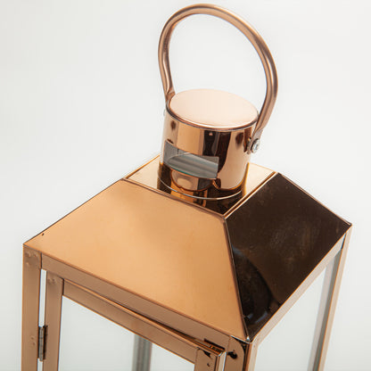 Decorative Gold-Trimmed Glass Lantern Trio with Hinged Door and Carry Ring Acalora
