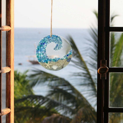 Skanto | Ocean Glass Sun Catcher - Ocean Breaking Wave Beach Ornament