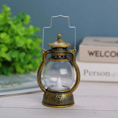 Vintage-Style LED Flameless Glass Lantern Candle Lights with Flickering Flame and Portable Handle Acalora