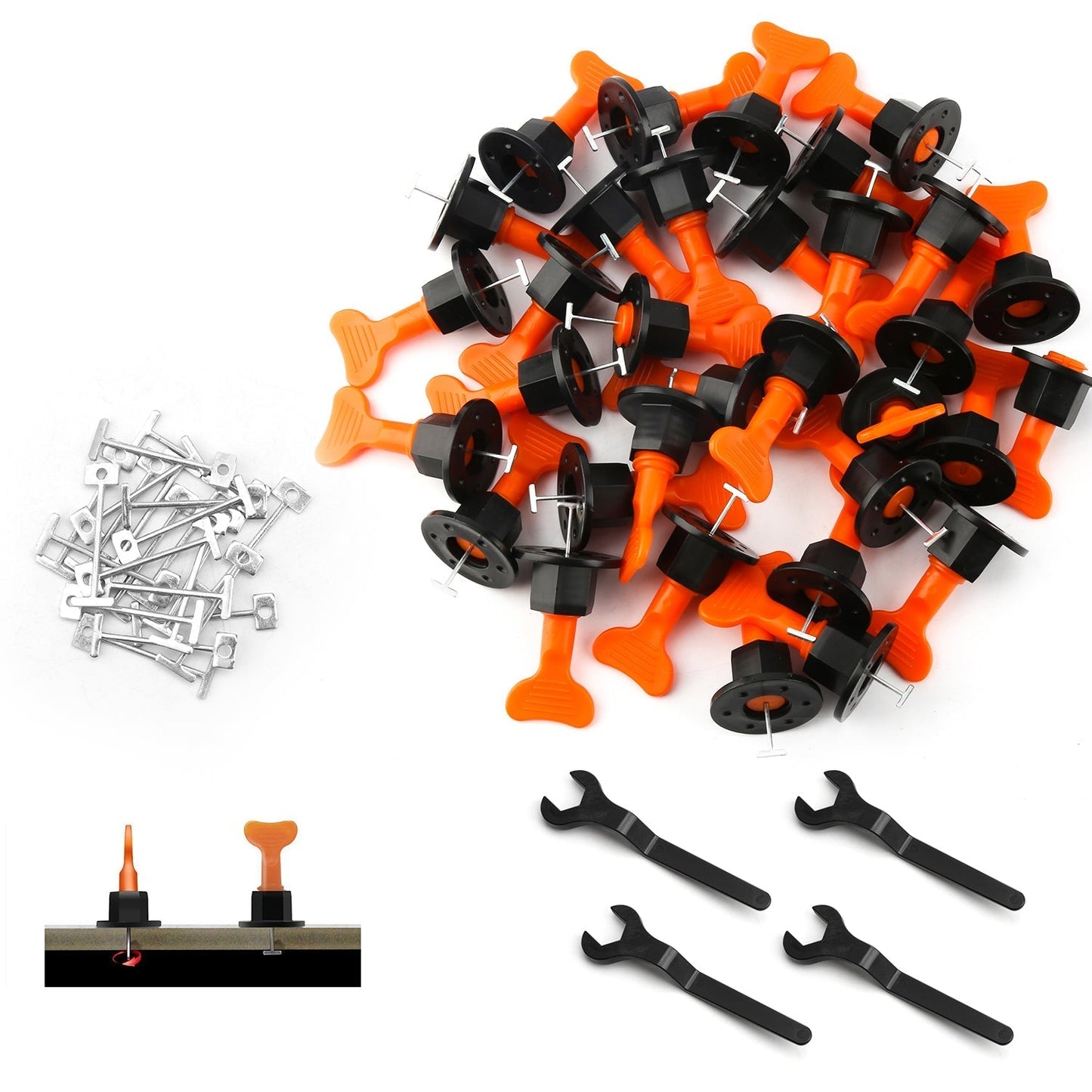 110/220 pieces tile leveler leveling system kits with 4PCS wrenches | Bowlift