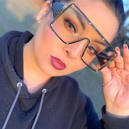 Women geometric oversized sunglasses with gradient lenses Bowlift