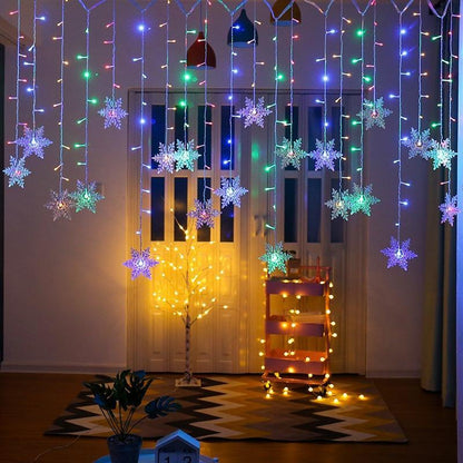 Skanto | LED Curtain Light Chain with Snowflakes | Indoor & Outdoor