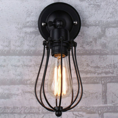 BowLift | Vintage Grapefruit Cage Wall Lamp Single Lamp Iron Wall Mounted Lamp in Black