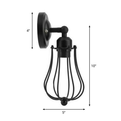 BowLift | Vintage Grapefruit Cage Wall Lamp Single Lamp Iron Wall Mounted Lamp in Black