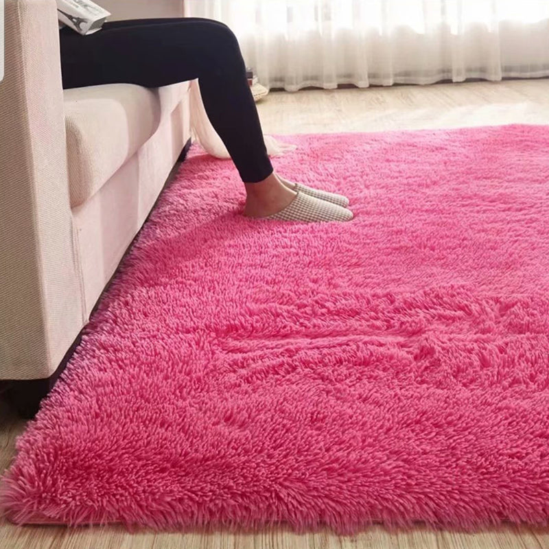 BowLift | Fluffy Plain Rug Multi Colored Casual Rug Synthetic Washable Pet Friendly Non-slip Carpet for Living Room