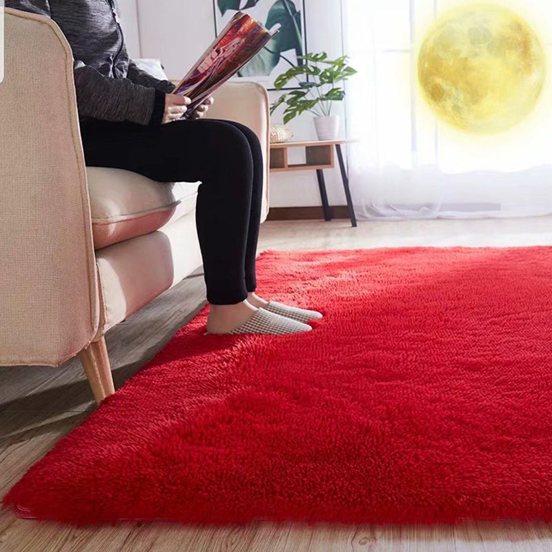 BowLift | Fluffy Plain Rug Multi Colored Casual Rug Synthetic Washable Pet Friendly Non-slip Carpet for Living Room