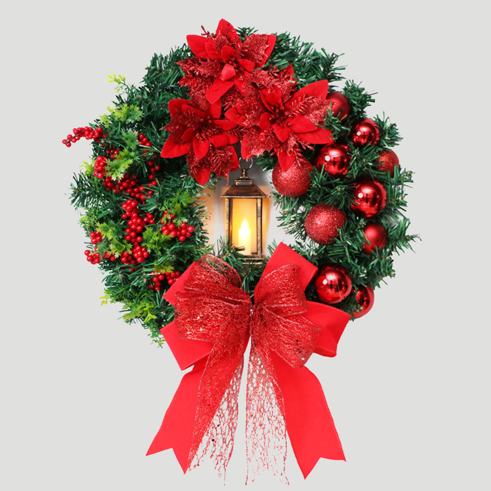 Skanto | Christmas Wreath with LED Lights and Bow