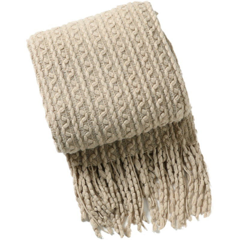 Unisex Cozy Textured Fringe Throw Blanket