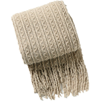 Unisex Cozy Textured Fringe Throw Blanket