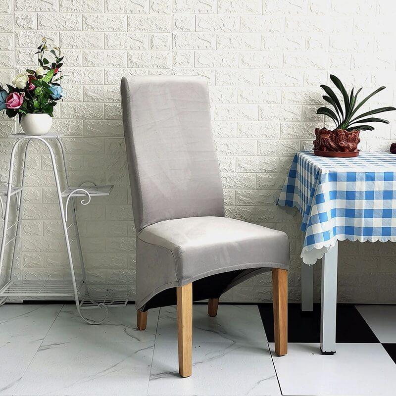 BowLift | Stretch Velvet XL Size Dining Chair Covers x4 | Soft. Stretchable & Non-Slip for Home Dining Room Decoration