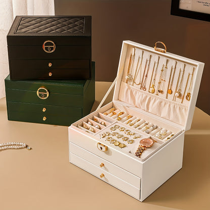 Skanto | Leather Jewelry Box Organizer with Drawers