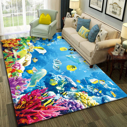 BowLift | Multicolor Living Room Rug Trendy Floral Print Indoor Carpet Cotton Blend Easy Care Pet Friendly Rug