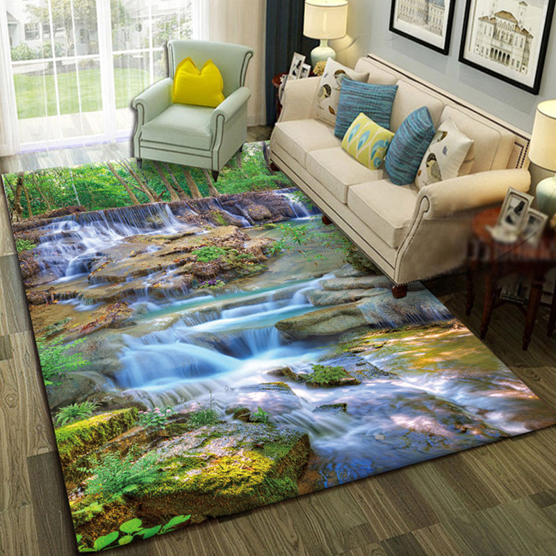 BowLift | Multicolor Living Room Rug Trendy Floral Print Indoor Carpet Cotton Blend Easy Care Pet Friendly Rug