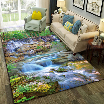 BowLift | Multicolor Living Room Rug Trendy Floral Print Indoor Carpet Cotton Blend Easy Care Pet Friendly Rug