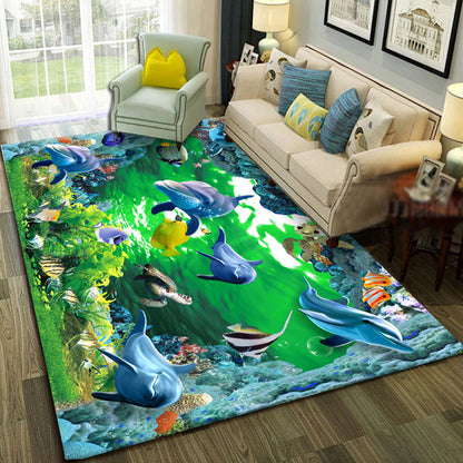 BowLift | Multicolor Living Room Rug Trendy Floral Print Indoor Carpet Cotton Blend Easy Care Pet Friendly Rug
