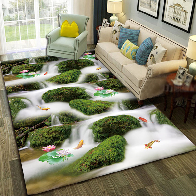 BowLift | Multicolor Living Room Rug Trendy Floral Print Indoor Carpet Cotton Blend Easy Care Pet Friendly Rug