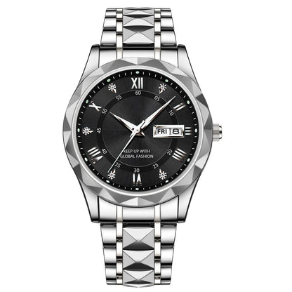 Skanto | Waterproof Luminous Stainless Steel Two-Tone Quartz Watch for Men