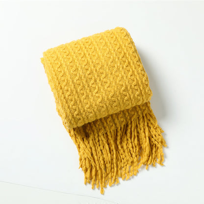 Unisex Cozy Textured Fringe Throw Blanket