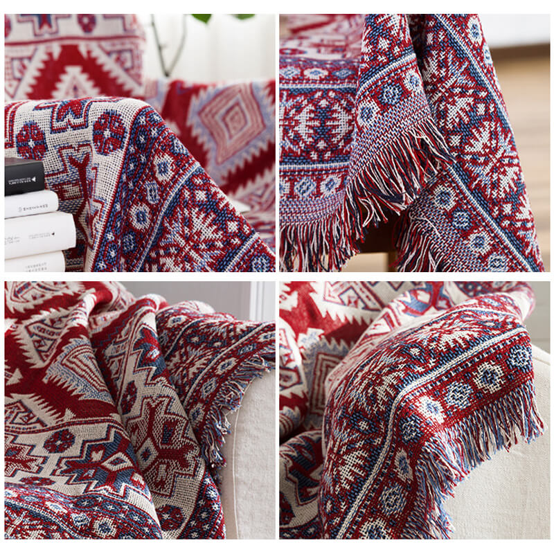 Bohemian knitted throw blankets for sofa decor