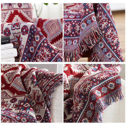 Bohemian knitted throw blankets for sofa decor