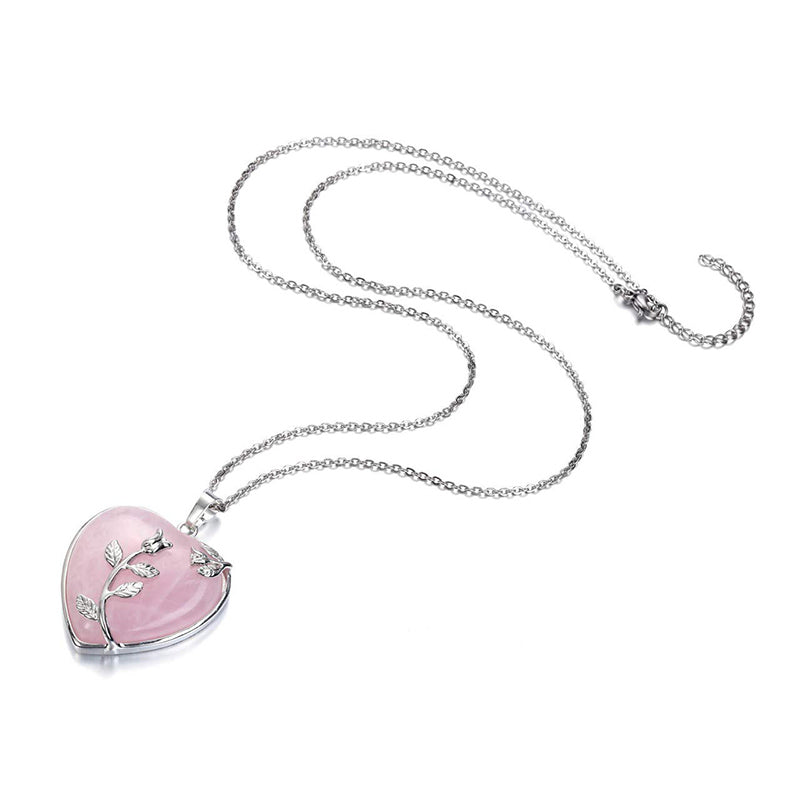 Skanto | Elegant Heart-Shaped Rose Quartz Necklace - Amara