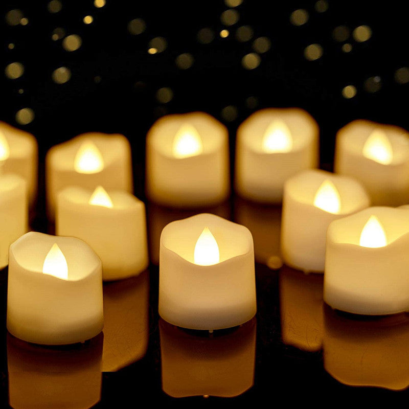 Battery-Powered Wax-Like Flicker Tealight Candle Set Acalora