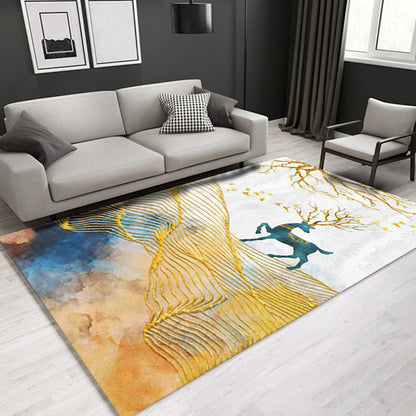 Glam Modern Rug Multicolored 3D Plant Pattern Rug Pet Friendly Non-Slip Machine Washable Rug for the Living Room | Bowlift
