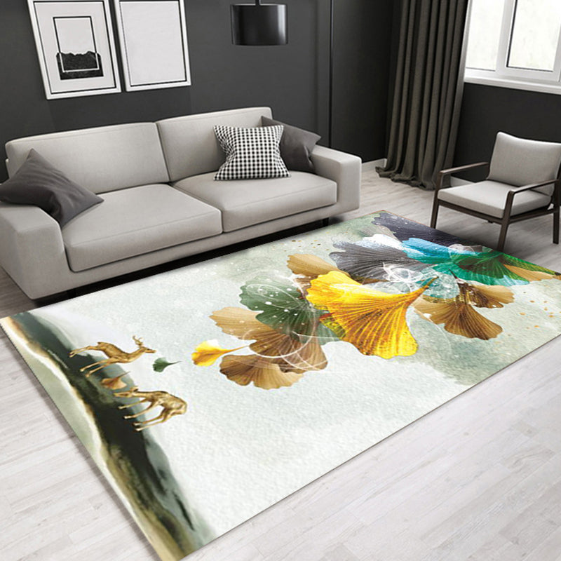 Glam Modern Rug Multicolored 3D Plant Pattern Rug Pet Friendly Non-Slip Machine Washable Rug for the Living Room | Bowlift