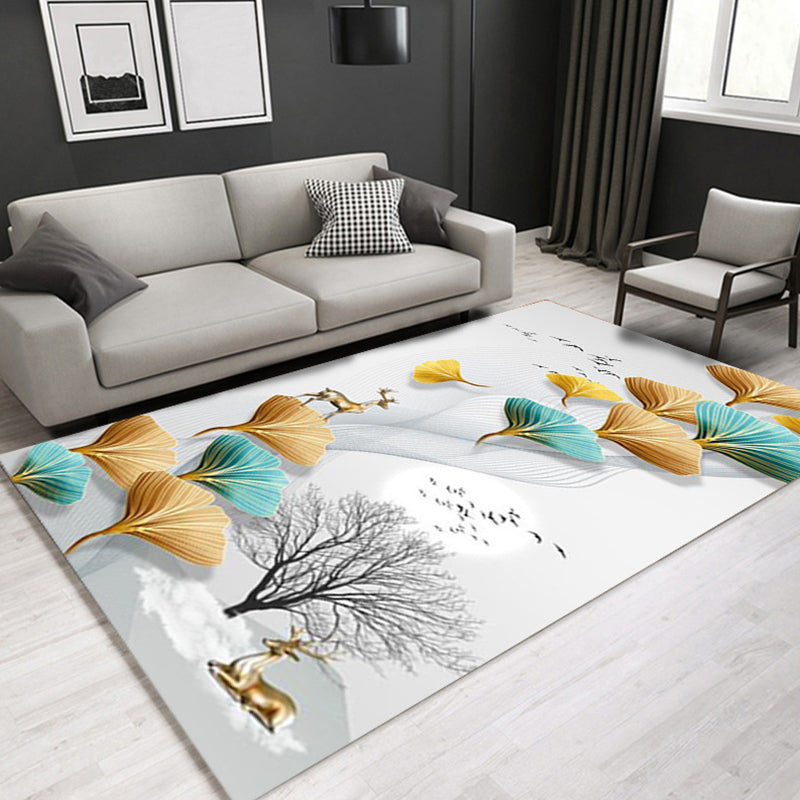 Glam Modern Rug Multicolored 3D Plant Pattern Rug Pet Friendly Non-Slip Machine Washable Rug for the Living Room | Bowlift
